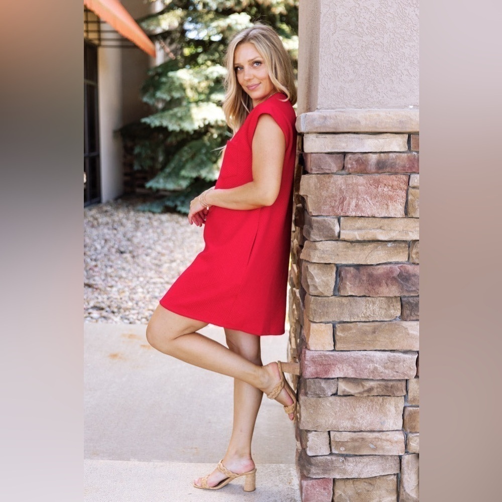 Kate Spade Bright Coral Cap Sleeve Shift Mini Casual Sheath Dress